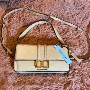 Antonio Melani Leather Baguette Bag in Bone